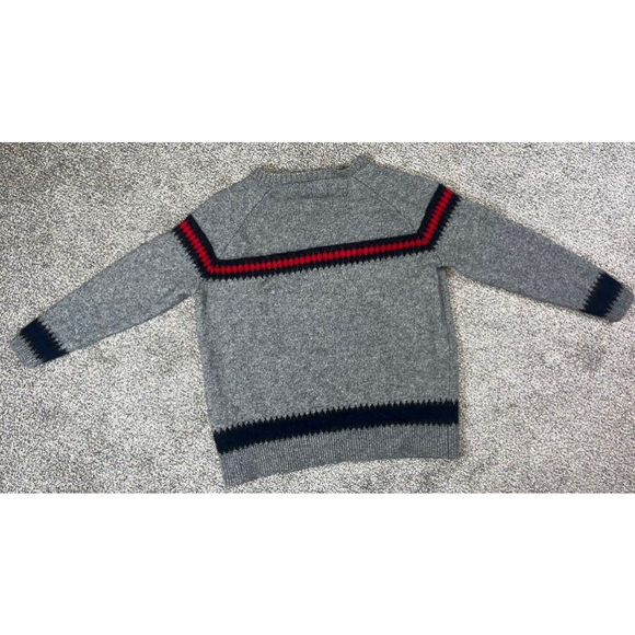 Jumper 1234 Pull Over Knit 100% Cashmere SIZE 1 Sweater Grey Blue Red Striped - Picture 3 of 9